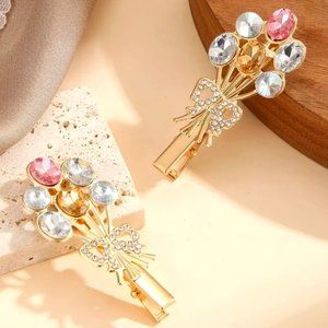 CRYSTAL BALLOON BOUQUET HAIR CLIPS in Gold (set of 2)